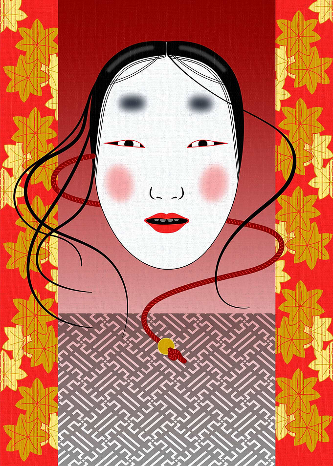 Traditional Noh theatre mask of a woman. All women role ...