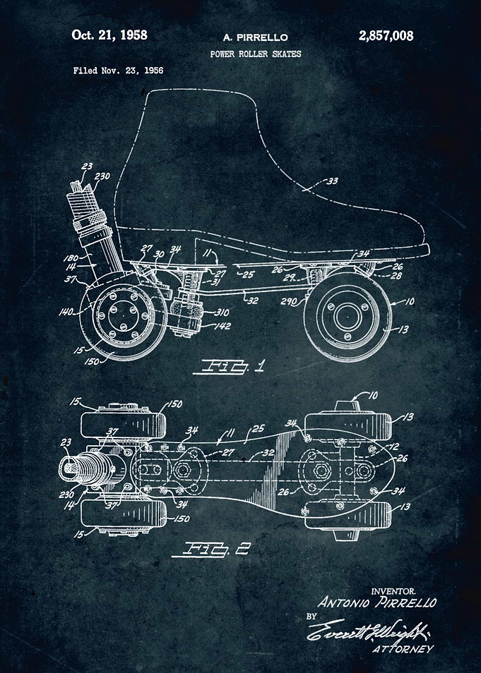 No230 - 1956 - Power roller skates - Inventor A. Pirrel ...