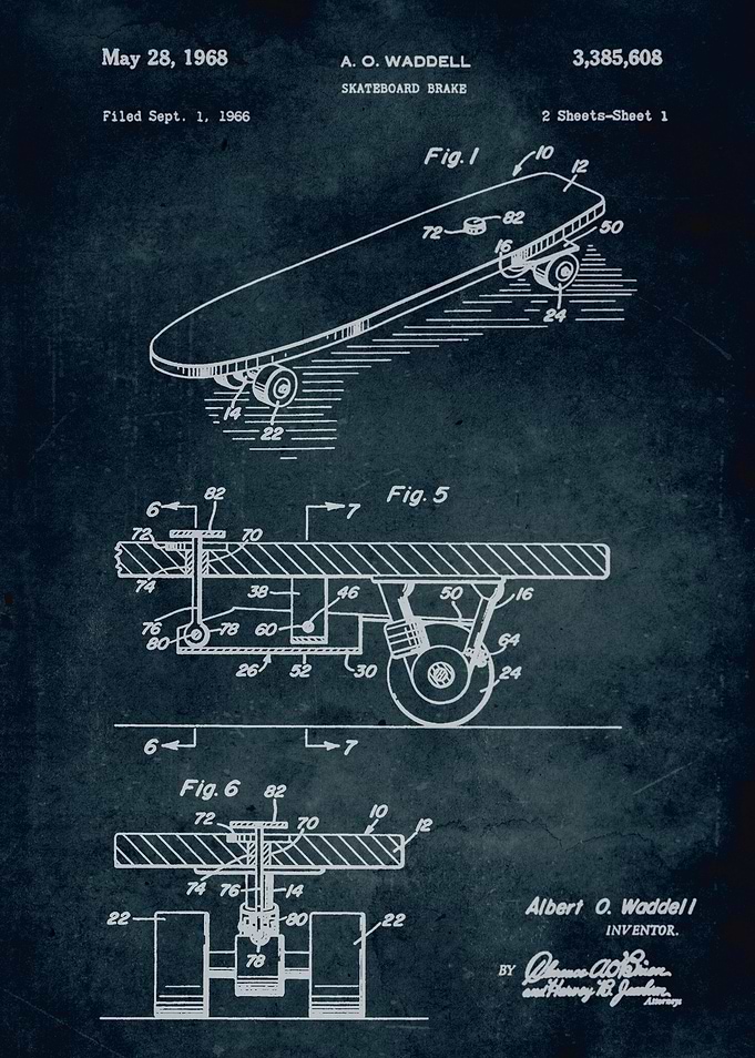No234 - 1966 - Skateboard brake - Inventor A. O. Waddel ...