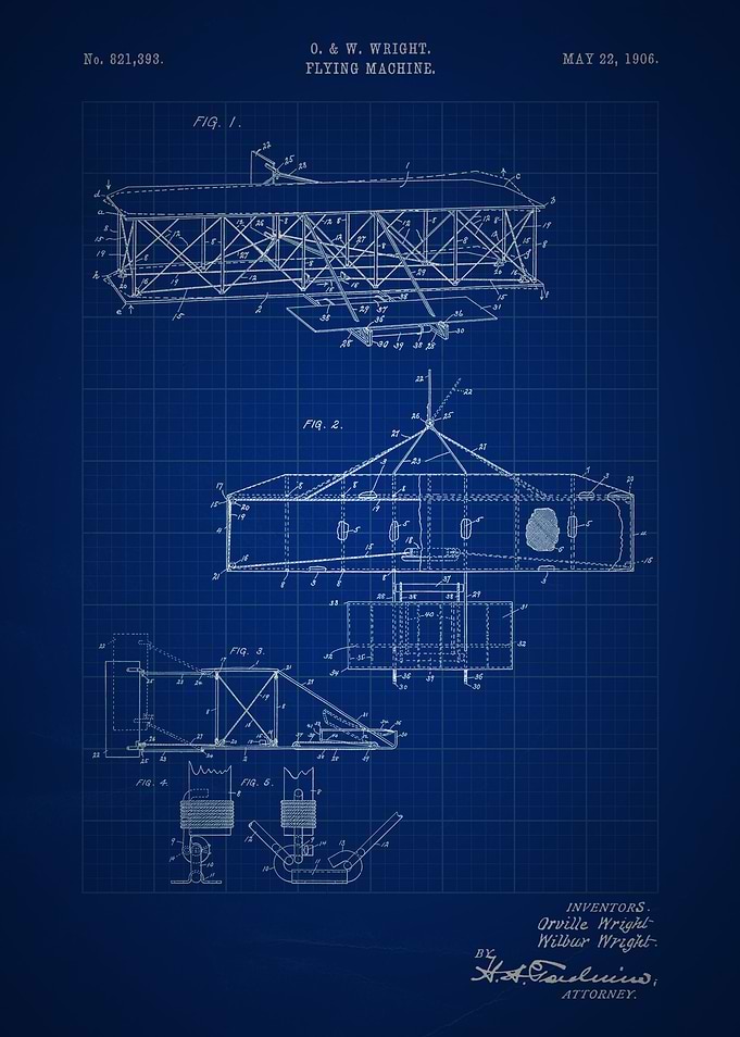 Flying Machine - Patent #821,393 by O. & W. Wright - 19 ...