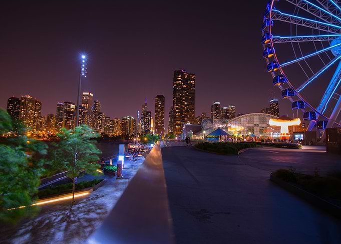 At the navy pier in Chicago Illinois, City Landscape at ...