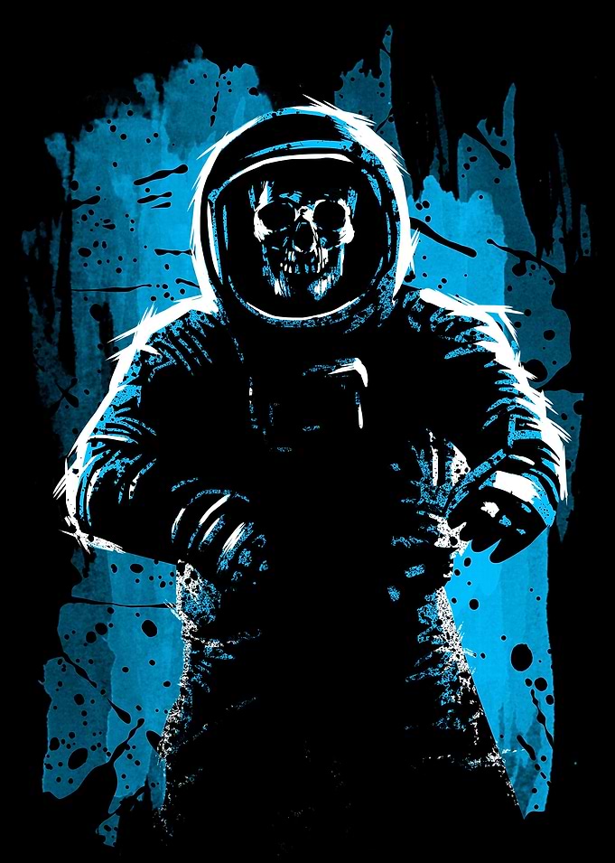 Astronaut Skull Blue