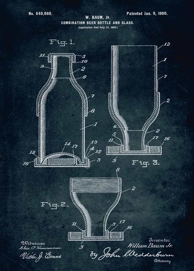 No255 - 1897 - Combination beer bottle and glass - Inve ...