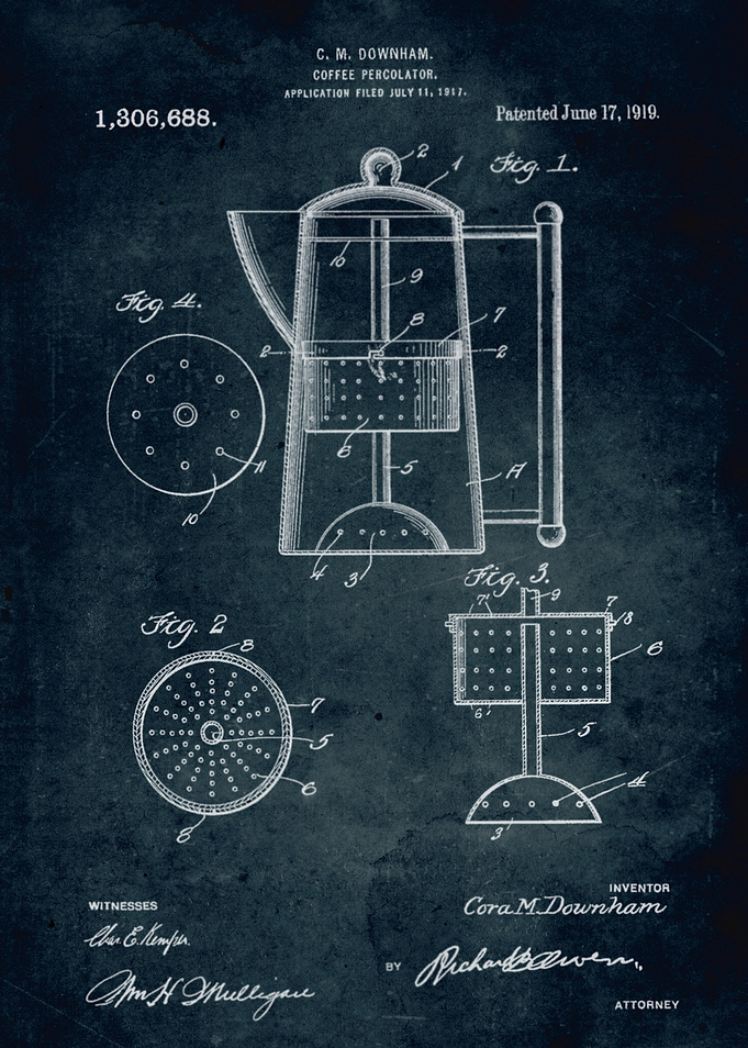 No249 - 1917 - Coffee percolator - Inventor C. M. Downh ...
