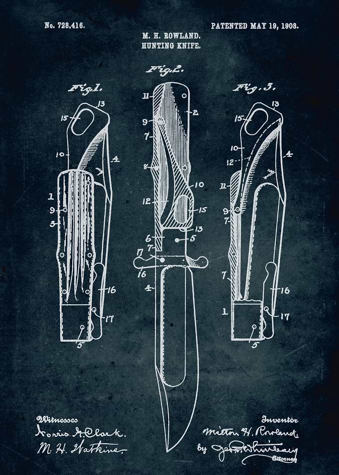No267 - 1908 - Hunting knife - Inventor M. H. Rowland