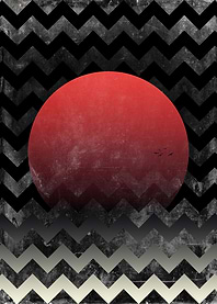 Red Sun in Waves Abstract