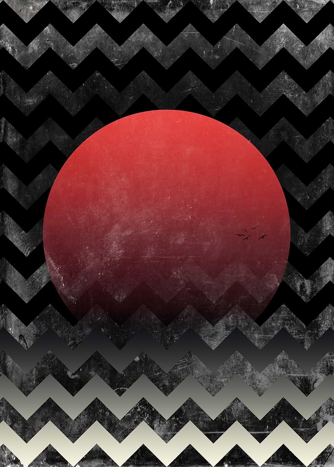 Red Sun in Waves Abstract