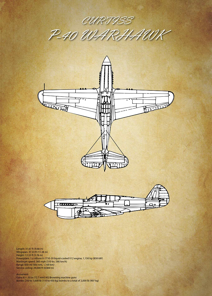 Curtiss P40 Warhawk Blueprint