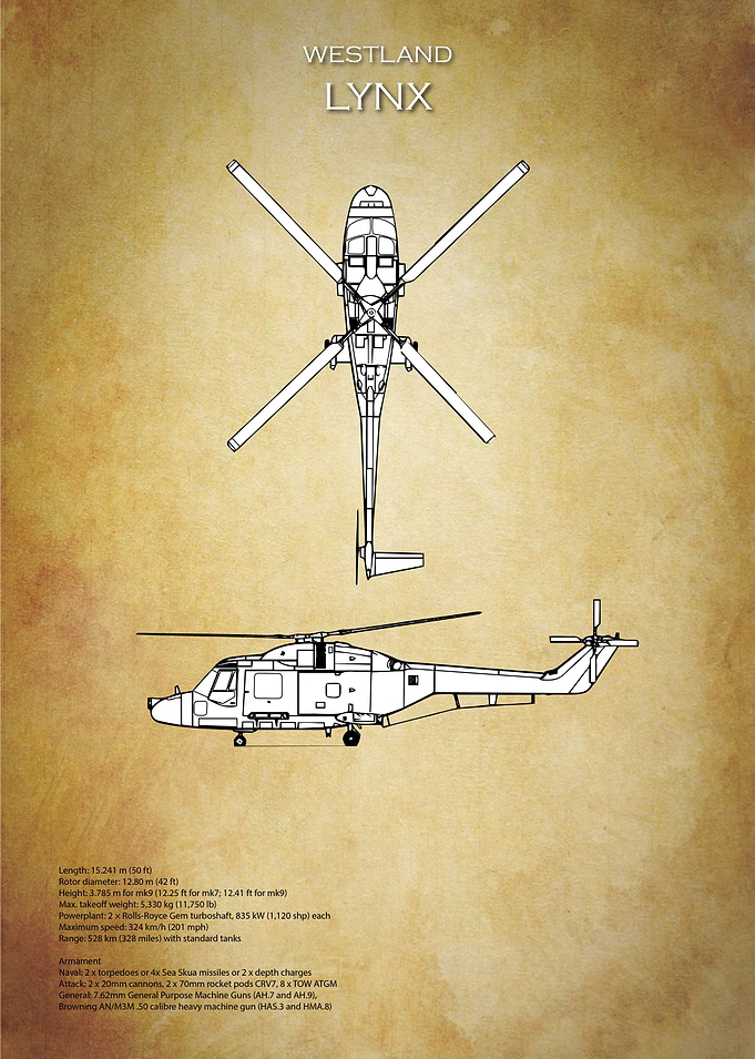 Westland Lynx Helicopter Blueprint