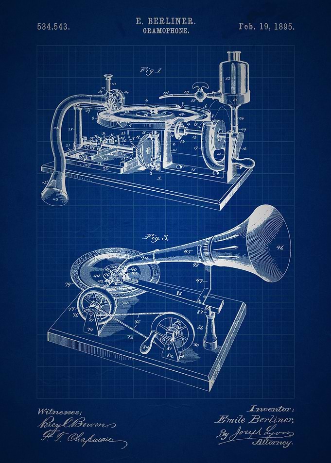 Gramophone - Patent #534,543 by E. Berliner - 1895