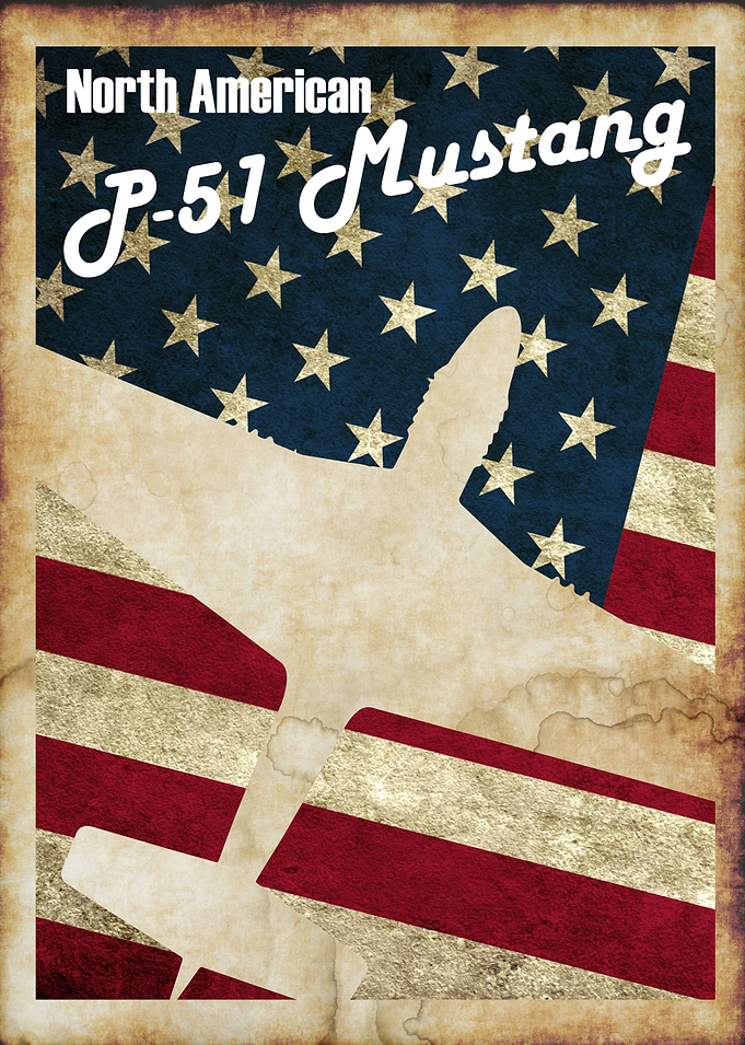 P-51 Mustang Vintage WW2 poster