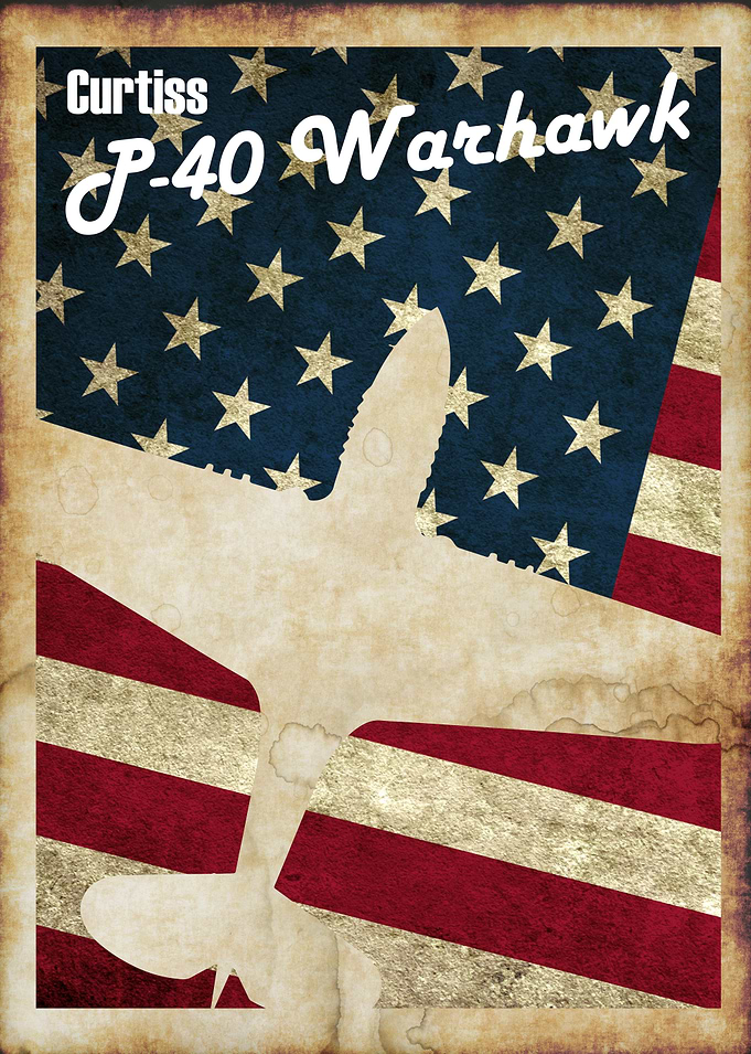 P40 Warhawk vintage WW2 poster