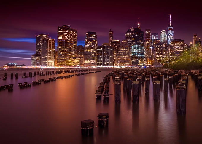 Manhattan Skyline at Sunse