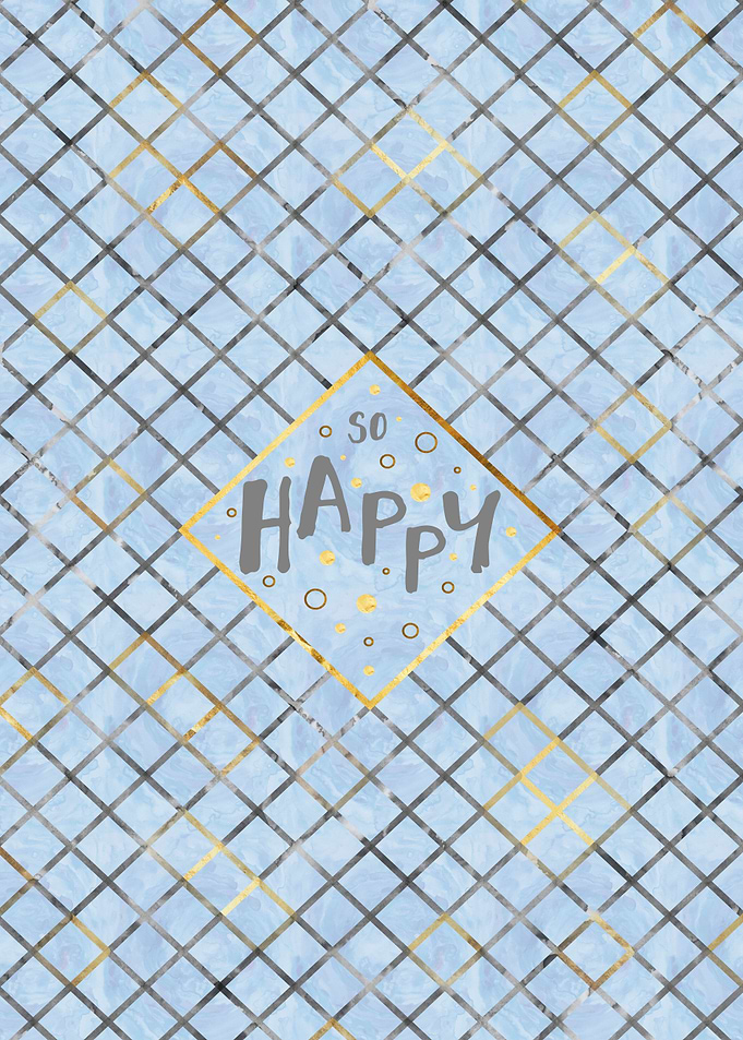 Text Art SO HAPPY blue