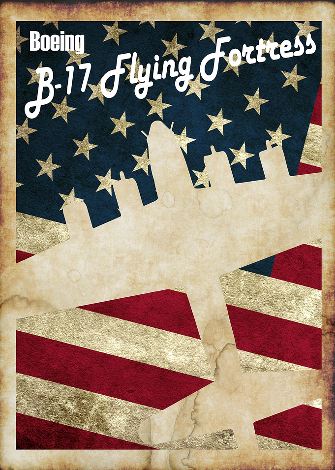 Vintage style WW2 B-17 Flying Fortress poster