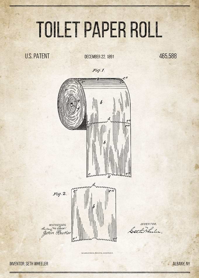 Toilet Paper Roll U.S. Patent #465,588