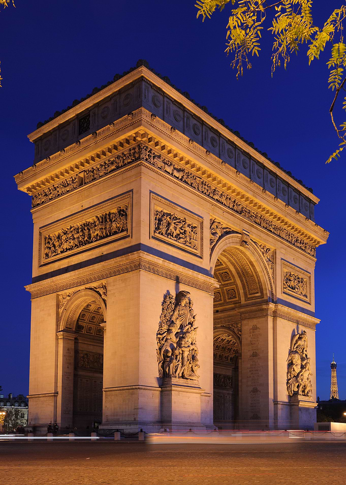 Arc de Triomphe at beautiful evening lightning