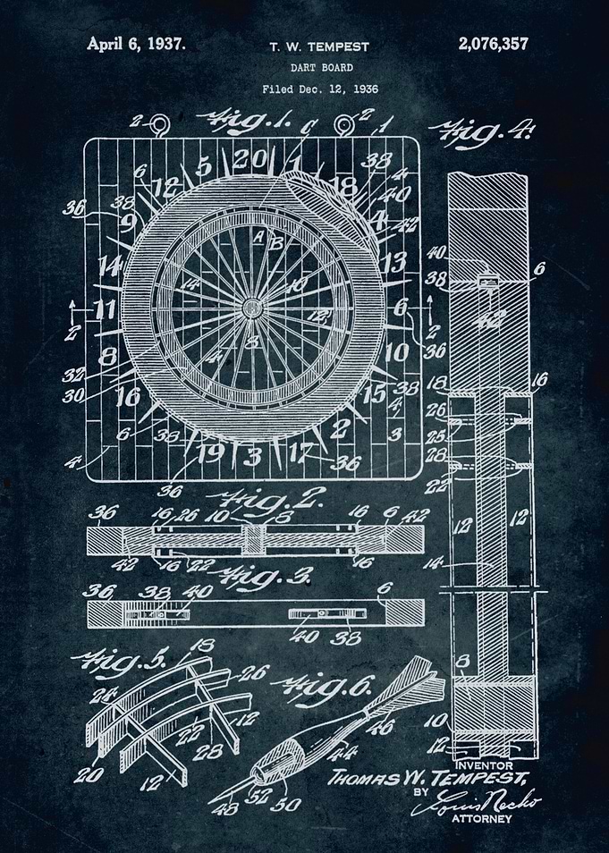 No298-1936 - Dart Board - Inventor Tempest