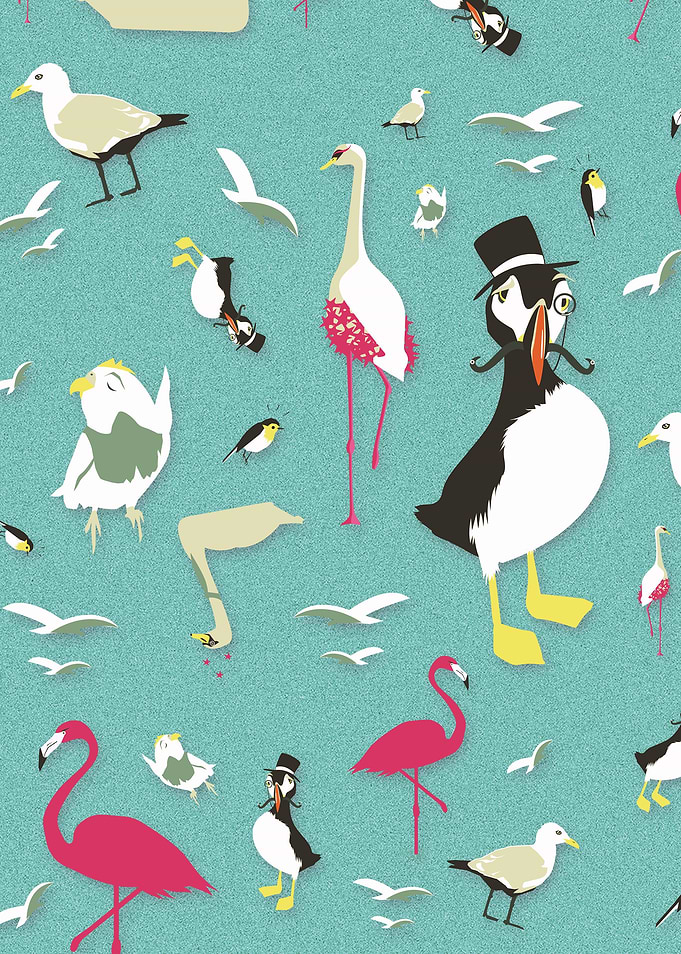 Party Birds Pattern | Digital Art, 2017