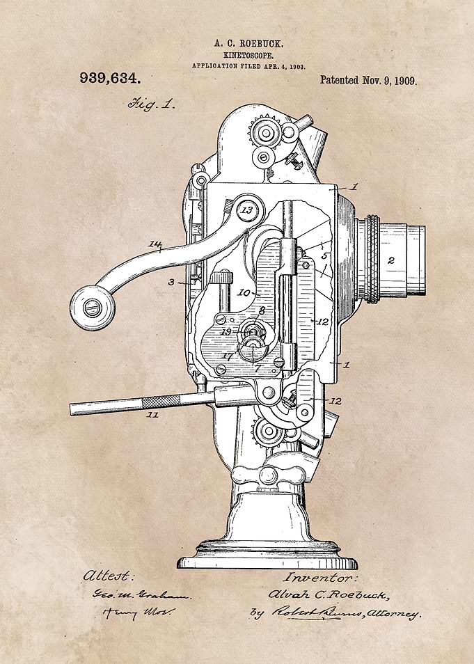patent art Roebuck Kinetoscope 1909