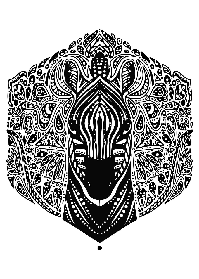 Zebra Mandala - Intricate Black and White