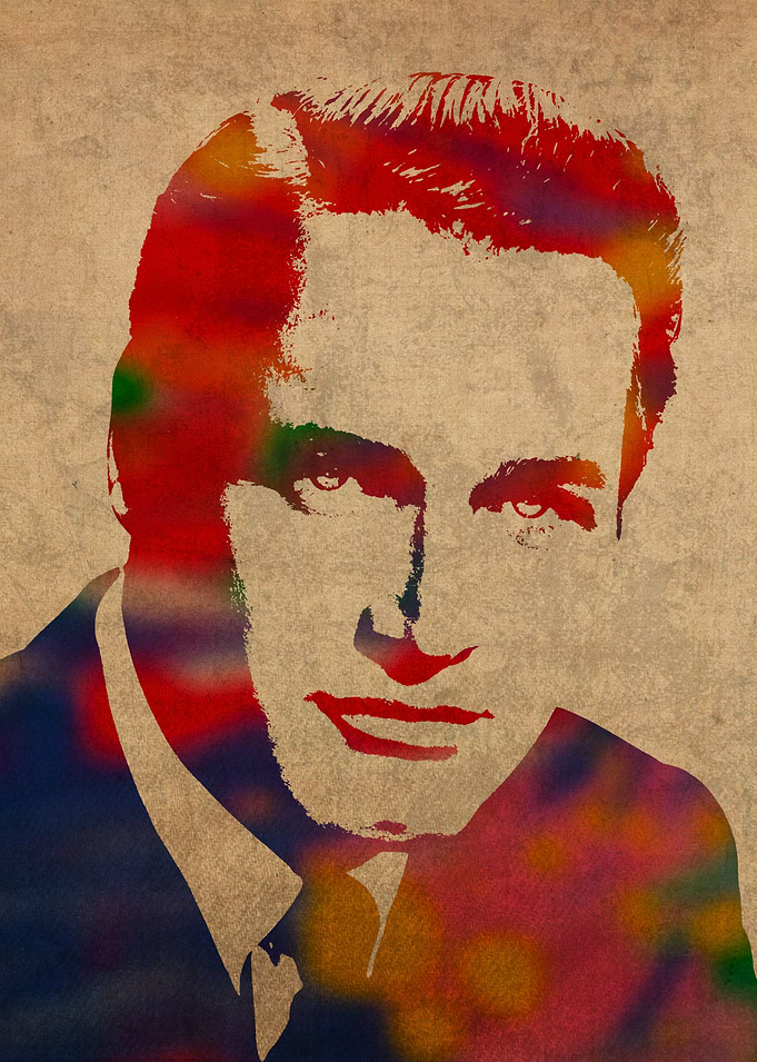 Paul Newman Watercolor Portrait