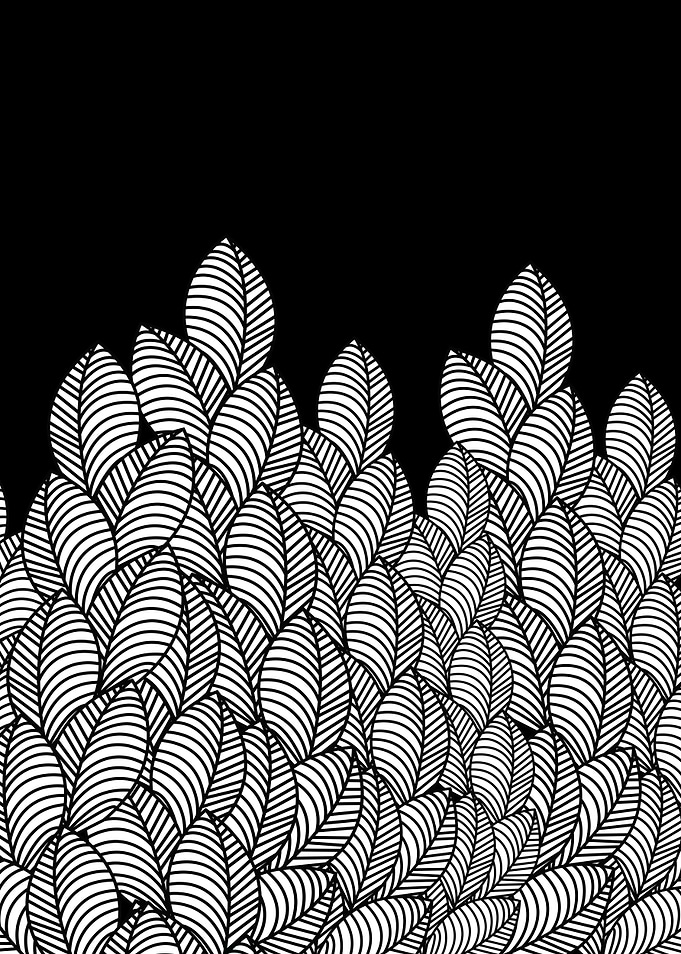black and white leaf