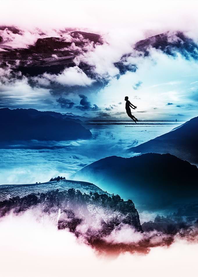 A surreal image of a man w