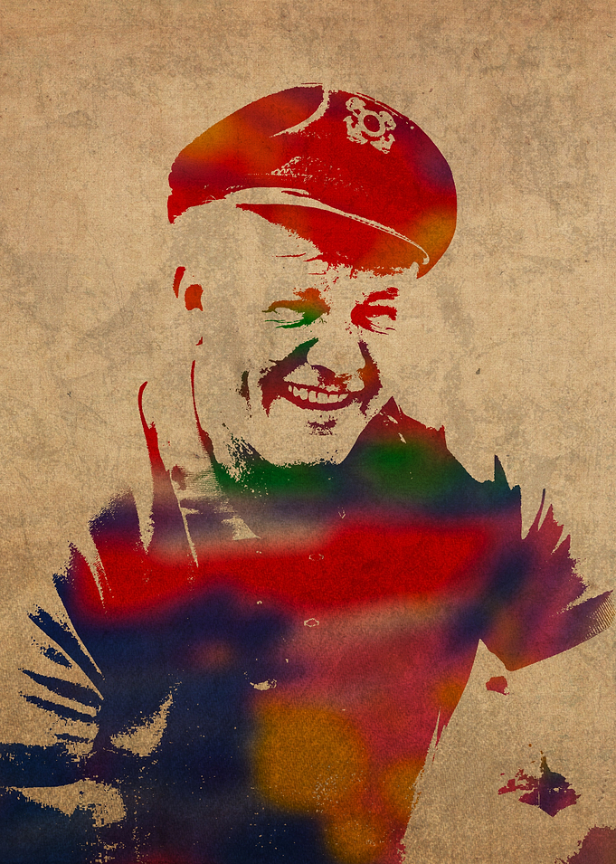 Alan Hale Jr The Skipper Watercolor Portrait