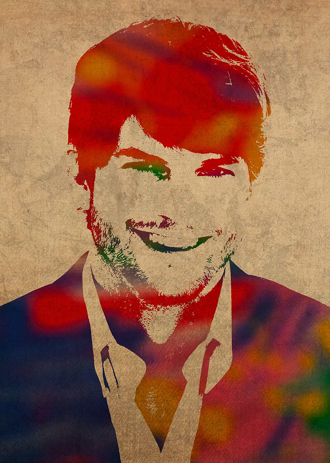 Ashton Kutcher Watercolor Portrait