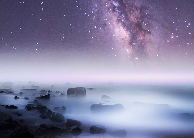Purple space over the sea
