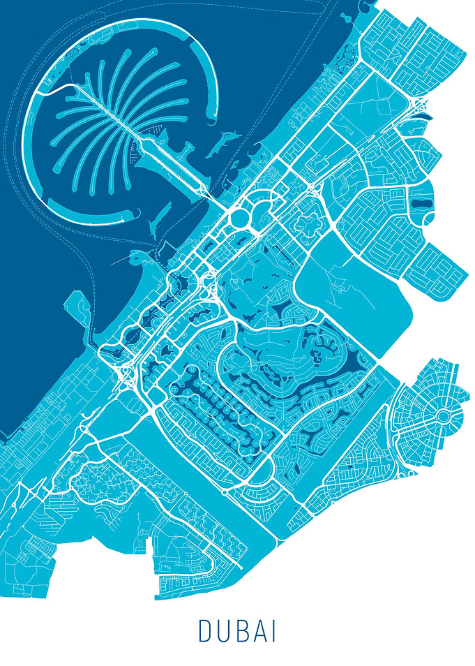 Dubai Map Blue