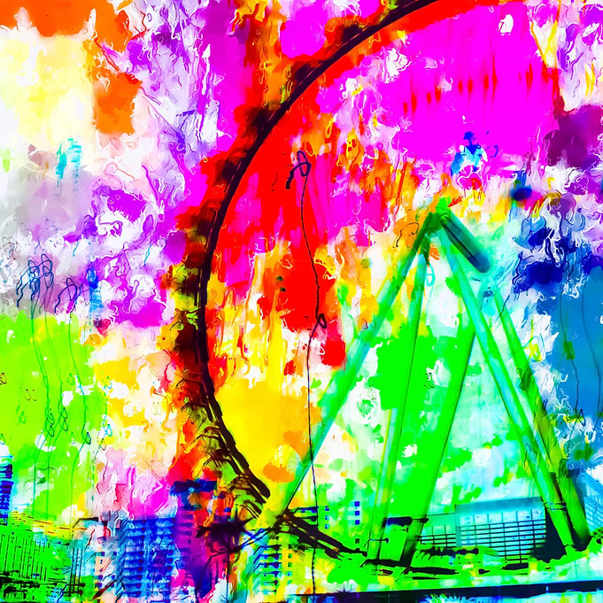 ferris wheel in the city at Las Vegas, USA with co