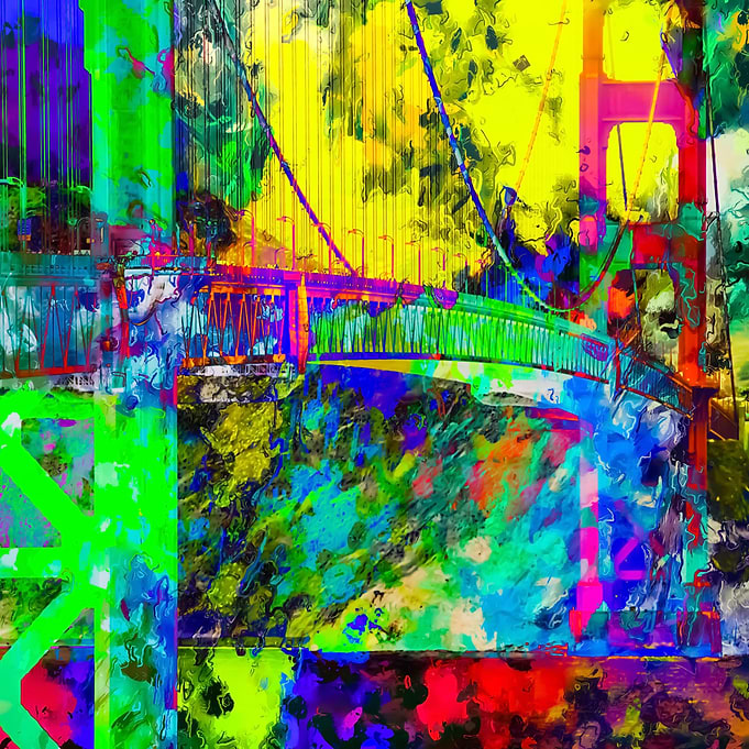 Golden Gate bridge, San Francisco, USA with colorf