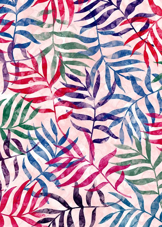 Watercolor Tropical Palm Leaves
