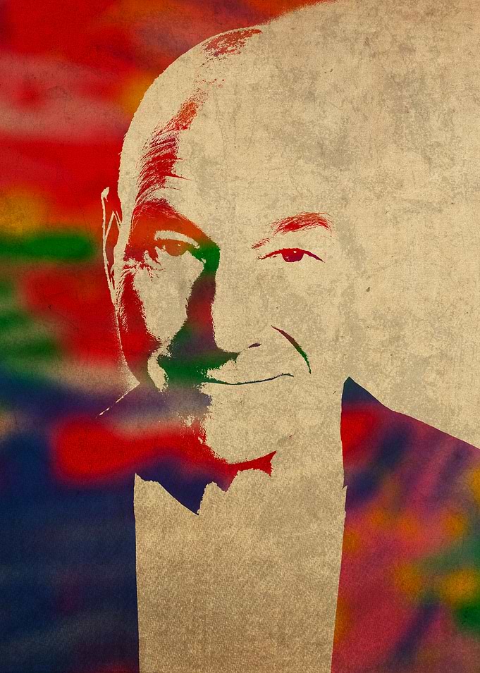 Patrick Stewart Watercolor Portrait