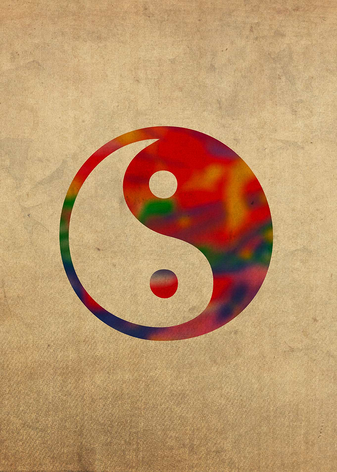 Yin Yang Symbol in Watercolor