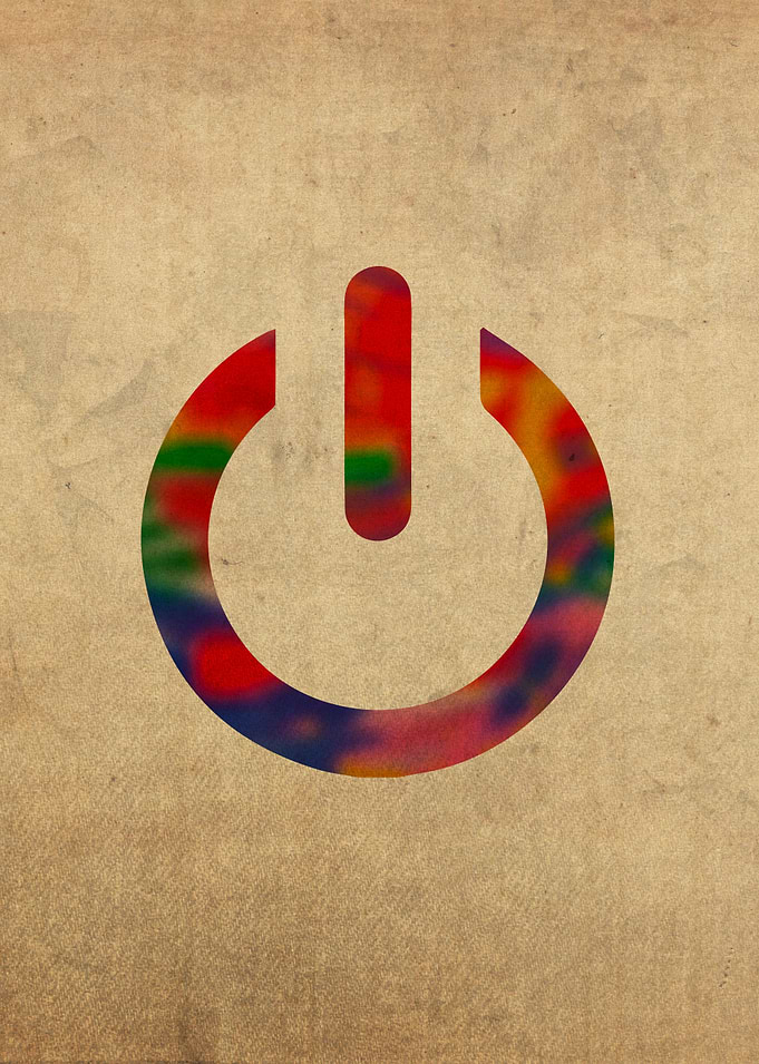 Power Button Symbol in Watercolor