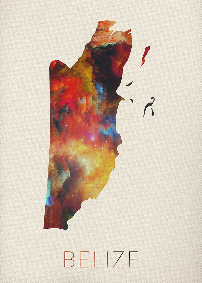 Belize Watercolor Map