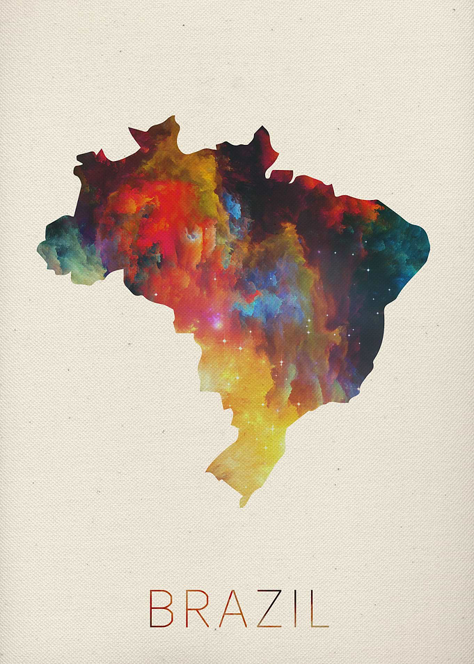 Brazil Watercolor Map