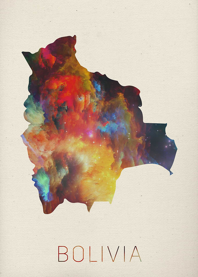 Bolivia Watercolor Map