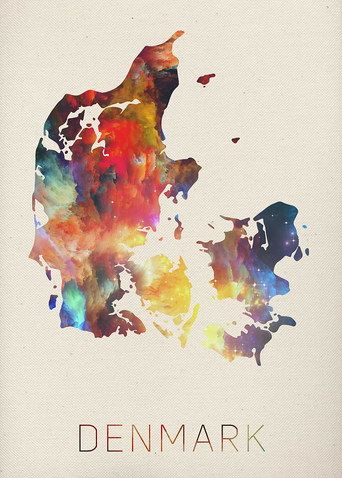 Denmark Watercolor Map