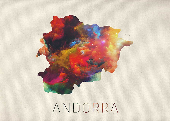 Andorra Watercolor Map