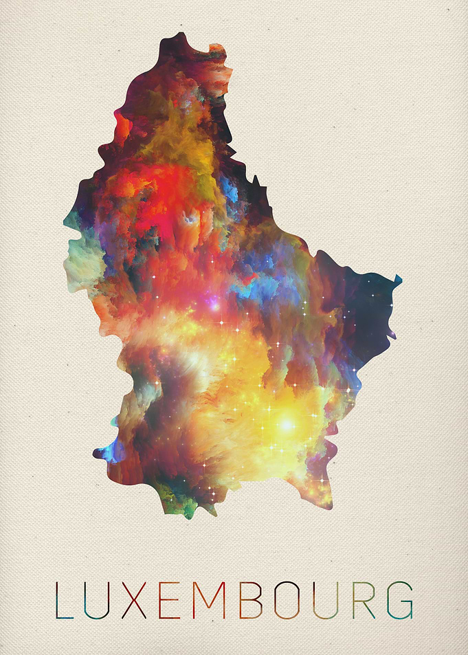 Luxembourg Watercolor Map