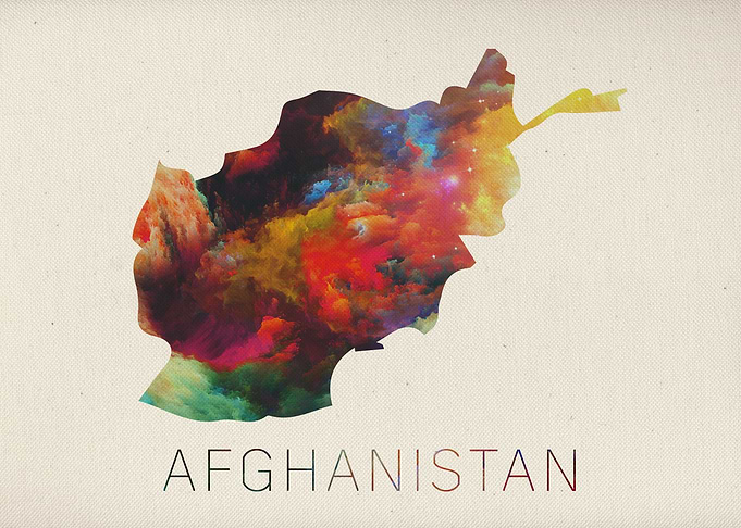Afghanistan Watercolor Map