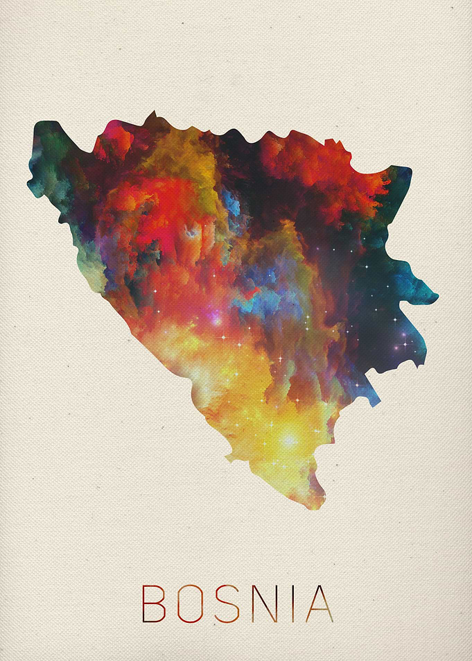 Bosnia Watercolor Map