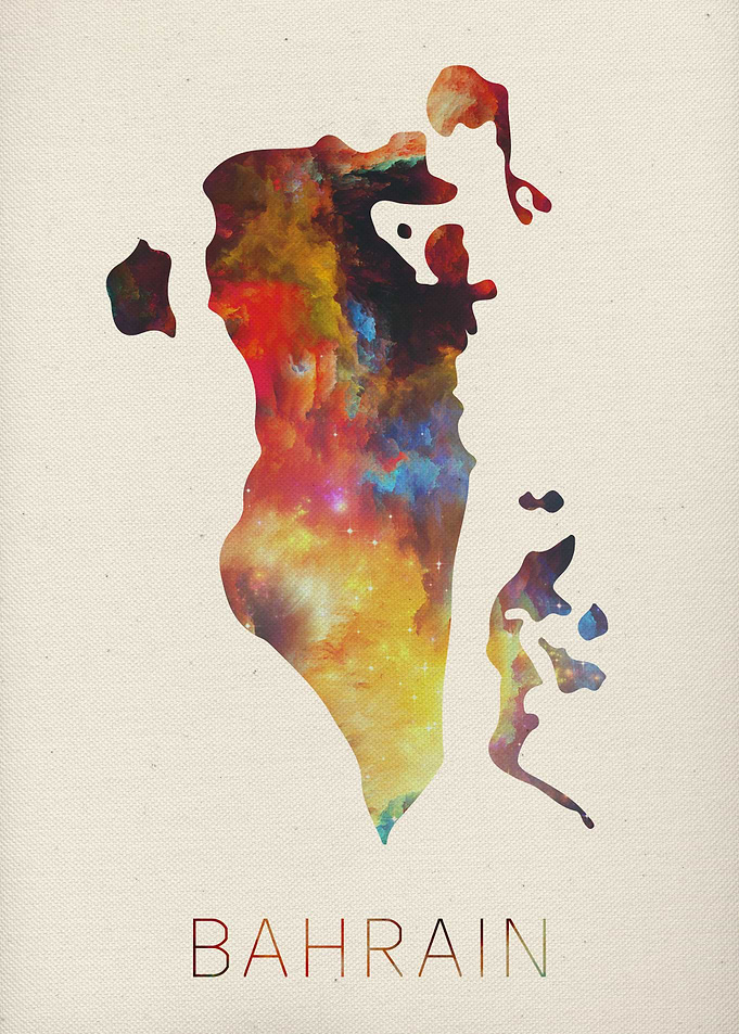 Bahrain Watercolor Map
