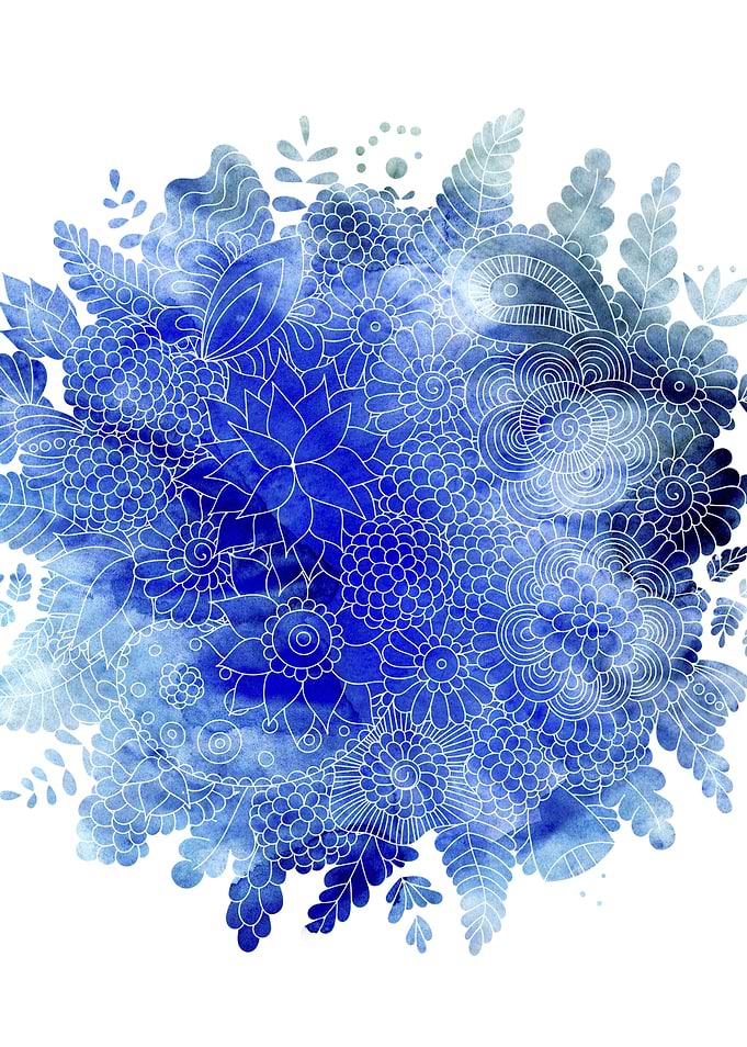 Blue Floral Pattern 03