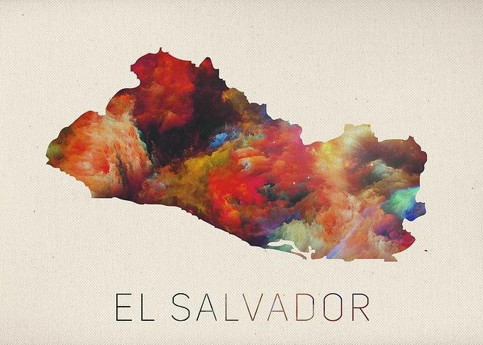 El Salvador Watercolor Map