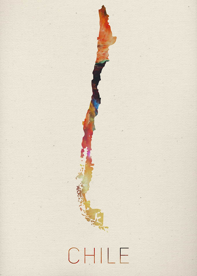 Chile Watercolor Map
